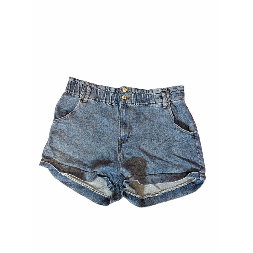 Plus Size Denim Shorts Elastic Waist Cuffed Hem Size 17/33